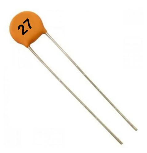 27pF 50V Through Hole Ceramic Disc Capacitor